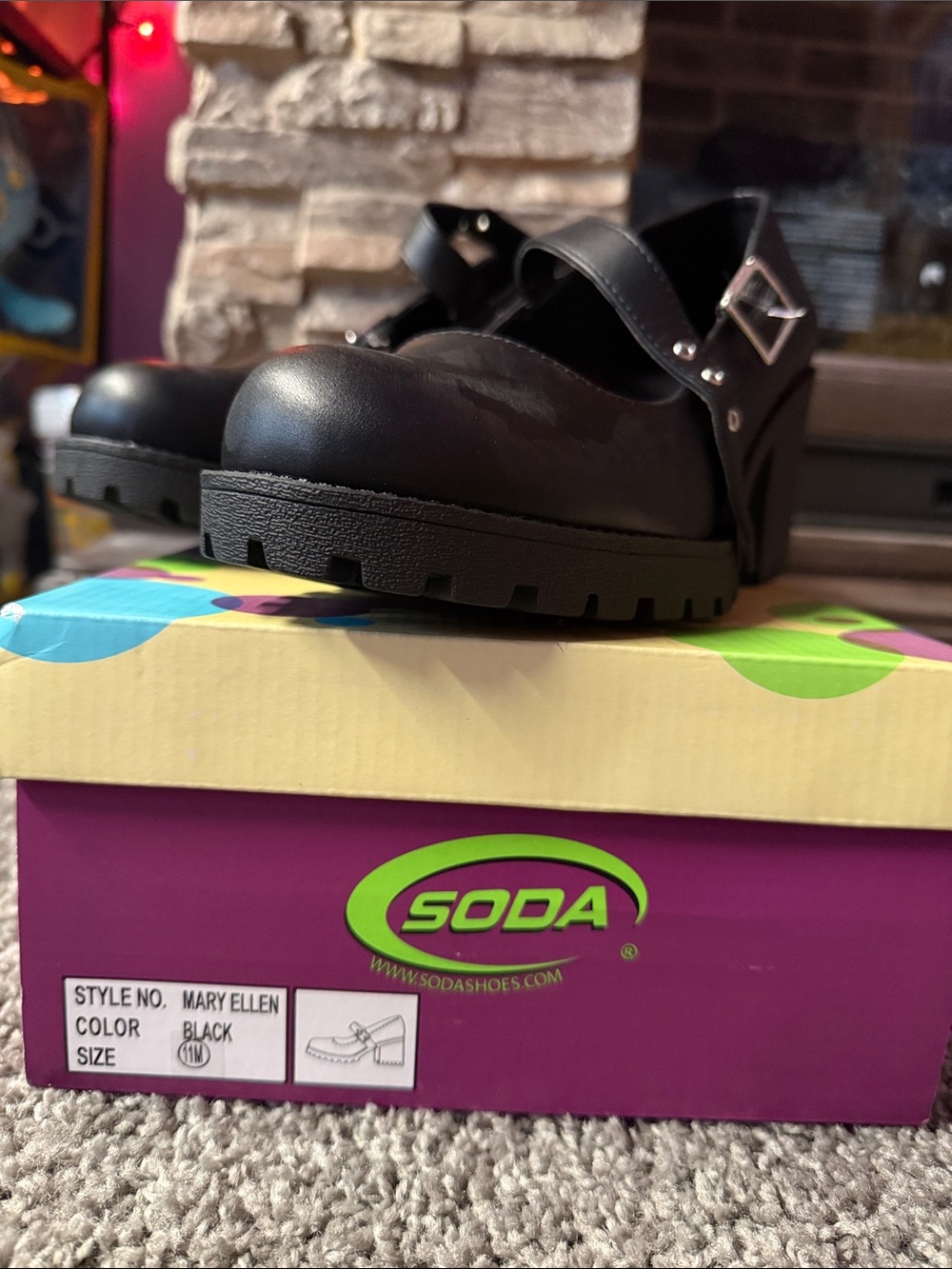 Soda Black Mary Jane Chunky Tread Kids Dress Shoes